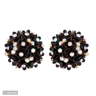 Black Brass Diamond Studs Earrings For Women-thumb0