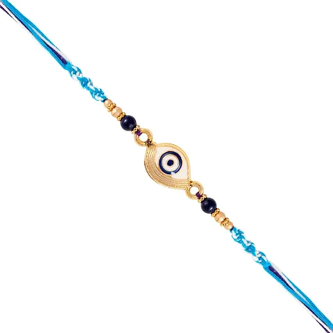 Stylish Cz Pearls Stone Gold And Rhodium Plated Alloy Rakhi For Lovely Brother