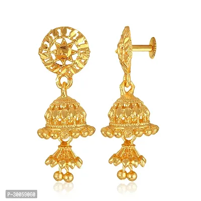 Stylish Golden Brass  Jhumkas Earrings For Women-thumb4