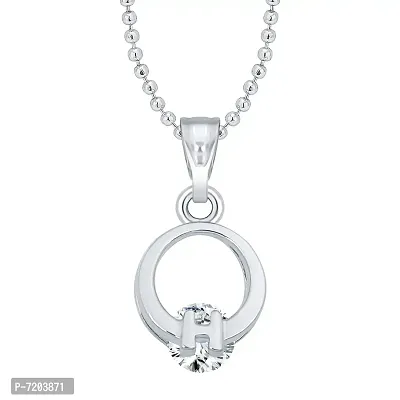 H alphabet Solitaire Rhodium Plated Pendant with Chain for Girls and Women