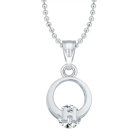 H alphabet Solitaire Plated Pendant with Chain for Girls and Women