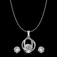 Vighnaharta Glamorous Sterling Solitaire Pendant With Chain and earring For Girls  Women VFJ2004PR-SET-thumb1