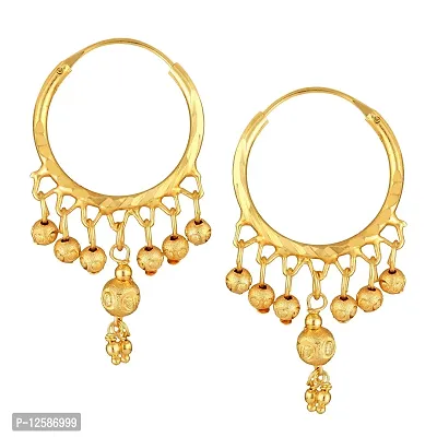 Golden Brass Cubic Zirconia Jhumkas Earrings For Women