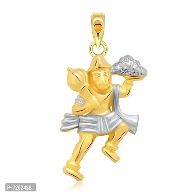 Vighnaharta Jai Bajrangbali Gold and Rhodium Plated God Pendant - [VFJ1050PG]