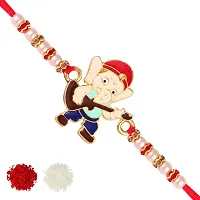 Veena Ganesh Bal Hanuman Combo Cartoons Gold And Rhodium Plated Alloy Kids Rakhi For Lovely Brother-thumb1