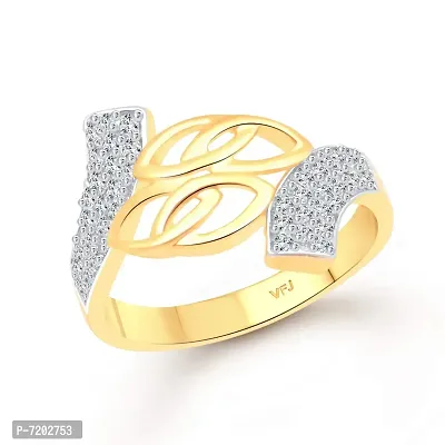 Vighnaharta Bridal Wedding Shine cz Gold and Rhodium Plated Alloy Ring for Women and Girls-[VFJ1411FRG7]