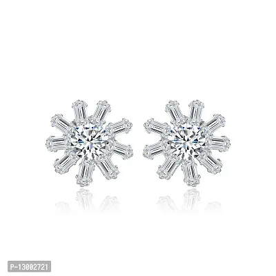 Silver Brass American Diamond Studs Earrings For Women-thumb0