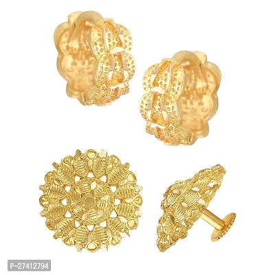 Stylish Golden Brass Earrings For Women Pack Of 2