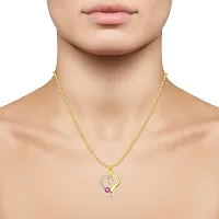 Vighnaharta Valentine's Pink Flower Heart Initial P Letter CZ Gold and Rhodium Plated Alloy Pendant for Women and Girls-[VFJ1254PG]-thumb1