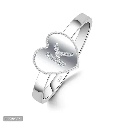 Vighnaharta White Gold and Cubic Zirconia Initial 'k' Letter In Heart Ring for Women  Girls (White)-thumb0