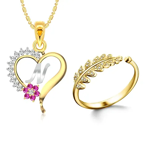 Gold Plated Fancy Necklace and Ring Combo