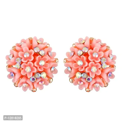 Pink Brass Diamond Studs Earrings For Women-thumb0