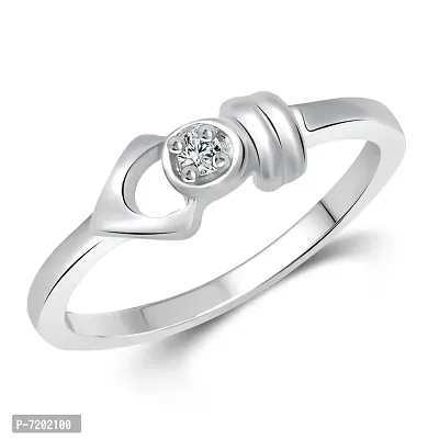 Vighnaharta Simple Unique (CZ) Silver and Rhodium Plated Ring -VFJ1055FRR