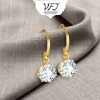 Stylish Gold Brass Cubic Zirconia Studs Earrings For Women-thumb2