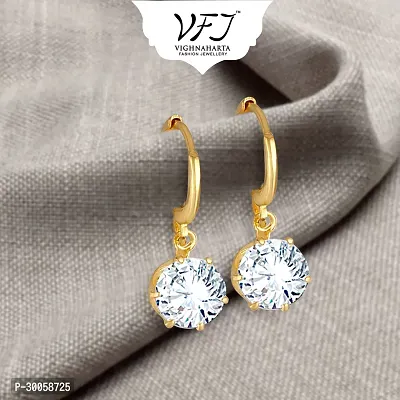 Stylish Gold Brass Cubic Zirconia Studs Earrings For Women-thumb3