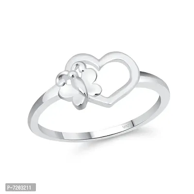 Vighnaharta Cute Butterfly Heart Rhodium Plated Ring for Women [VFJ1631FRR14]