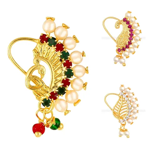 Trendy Plated with Peals Alloy Maharashtrian Nath Nathiya./ Nose Pin for women