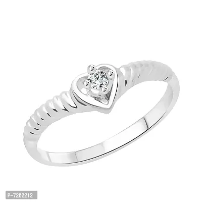 Vighnaharta Valentine Gift Rope Design Heart CZ Rhodium Plated Alloy Ring for Girls and Women - [VFJ1199FRR16]