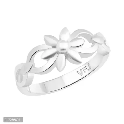 Vighnaharta Traditional Flower Design Rhodium Plated Alloy Ring for Women and Girls - [VFJ1276FRR13]