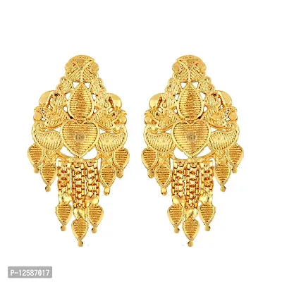 Golden Brass No Gemstone Studs Earrings For Women