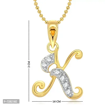 Vighnaharta Valentine Gift Hum Tum Heart Ring with Initial Letter ''K'' Pendant Set Gold and Rhodium Plated Combo-thumb4