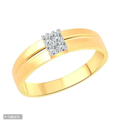 Vighnaharta Four Stone Band CZ Gold and Rhodium Plated Alloy Ring for Women and Girls - [VFJ1208FRG8]