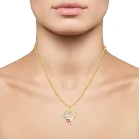 Vighnaharta Valentine Day Gifts Initial D Letter Pendant with Adjustable Ring CZ Gold and Rhodium Plated Jewellery set for Women and Girls.-thumb2