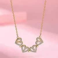 4 Heart Magnetic Gold Plated Pendant cum Necklace For Women and Girls-thumb3
