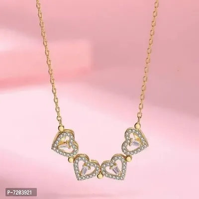 4 Heart Magnetic Gold Plated Pendant cum Necklace For Women and Girls-thumb4
