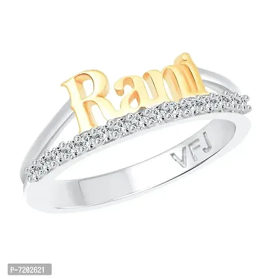Vighnaharta Romantic Word Rani CZ Rhodium Plated Alloy Ring for Women and Girls - [VFJ1256FRR15]