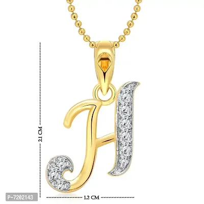 Vighnaharta Valentine Gift Dual Heart Ring with Initial ''H'' Letter Pendant Gold and Rhodium Plated Jewellery Combo Set-thumb3