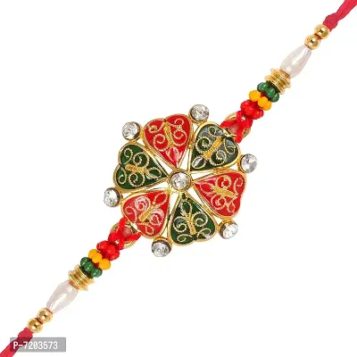 Vighnaharta Heart Gold and Rhodium Plated Alloy Rakhi for Lovely Brother-VFJ1118RKG