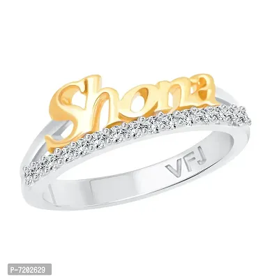 Vighnaharta Silver Brass Romantic Word SHONA CZ Rhodium Plated Alloy Ring for Women