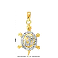 Vighnaharta Om Tortoise Gold and Rhodium Plated God Pendant - [VFJ1056PG]-thumb1