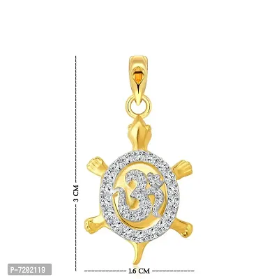 Vighnaharta Om Tortoise Gold and Rhodium Plated God Pendant - [VFJ1056PG]-thumb2