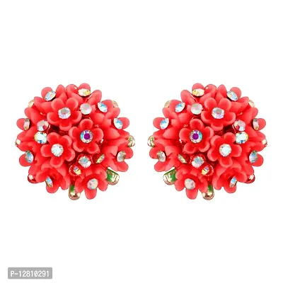 Maroon Brass Diamond Studs Earrings For Women-thumb0