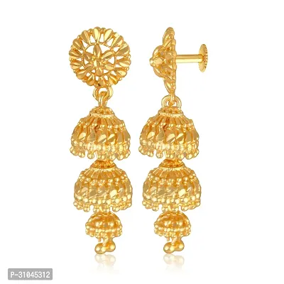 Traditional Golden Brass Beads Jhumkas Earrings For Women-thumb4