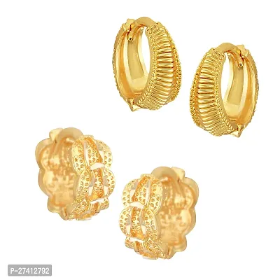 Stylish Golden Brass Earrings For Women Pack Of 2
