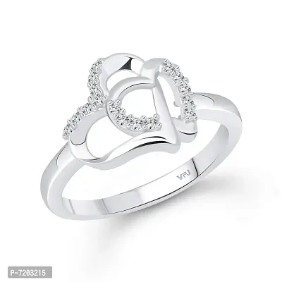 Vighnaharta Loveble Heart (CZ) Rhodium Plated Ring - (VFJ1589FRR14)-thumb0