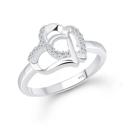 Vighnaharta Loveble Heart (CZ) Plated Ring - (VFJ1589FRR14)