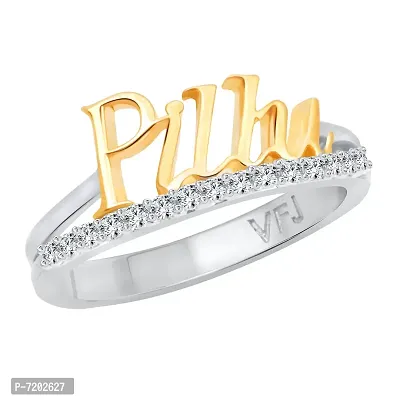 Vighnaharta Romantic Word PILLU CZ Rhodium Plated Alloy Ring for Women and Girls - [VFJ1259FRR12]