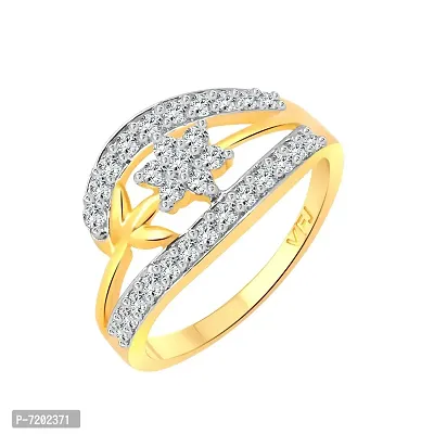 Vighnaharta Flower Gift CZ Gold and Rhodium Plated Alloy Finger Ring for Women and Girls - [VFJ1216FRG13]-thumb0