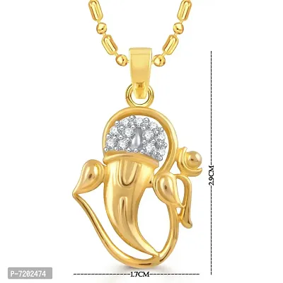 Vighnaharta Omkara (CZ) Gold and Rhodium Plated Pendant - [VFJ1012PG]-thumb0