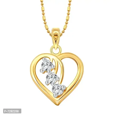 Vighnaharta Valentine Gift Cherry Heart CZ Gold and Rhodium Plated Pendant - [VFJ1196PG]