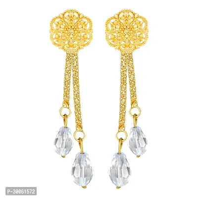 Elegant Golden Brass Drop Earrings For Women