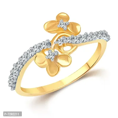 Vighnaharta Alyssum Flora (CZ) Gold and Rhodium Plated Ring - VFJ1053FRG