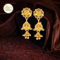 Golden Brass No Gemstone Jhumkas Earrings For Women-thumb1