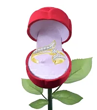 Vighnaharta Shiny Glow CZ Gold- Plated Alloy Ring with Rose Ring Box for Women and Girls - [VFJ1002ROSE-G12]-thumb1
