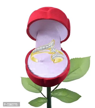 Vighnaharta Shiny Glow CZ Gold- Plated Alloy Ring with Rose Ring Box for Women and Girls - [VFJ1002ROSE-G12]-thumb2