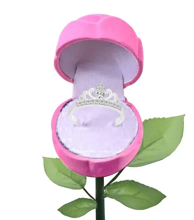 Vighnaharta Splendid Heart CZ Plated Alloy Ring with PROSE Ring Box for Women and Girls - [VFJ1069ROSE-PINK14]